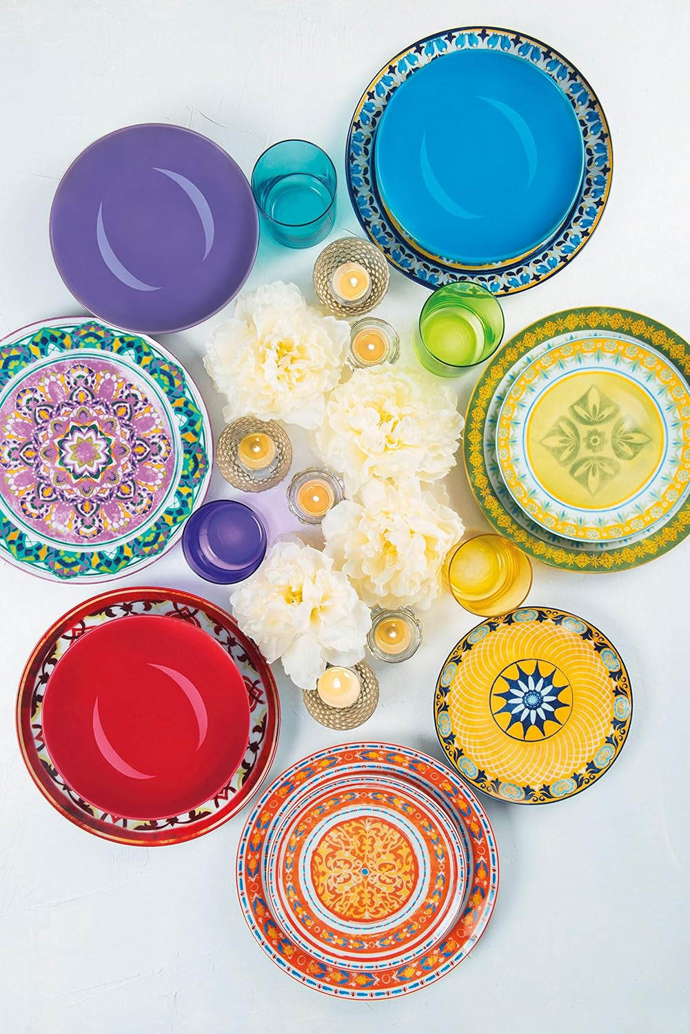 Excelsa ETNO Chic vajilla de porcelana, multicolor, 21 piezas