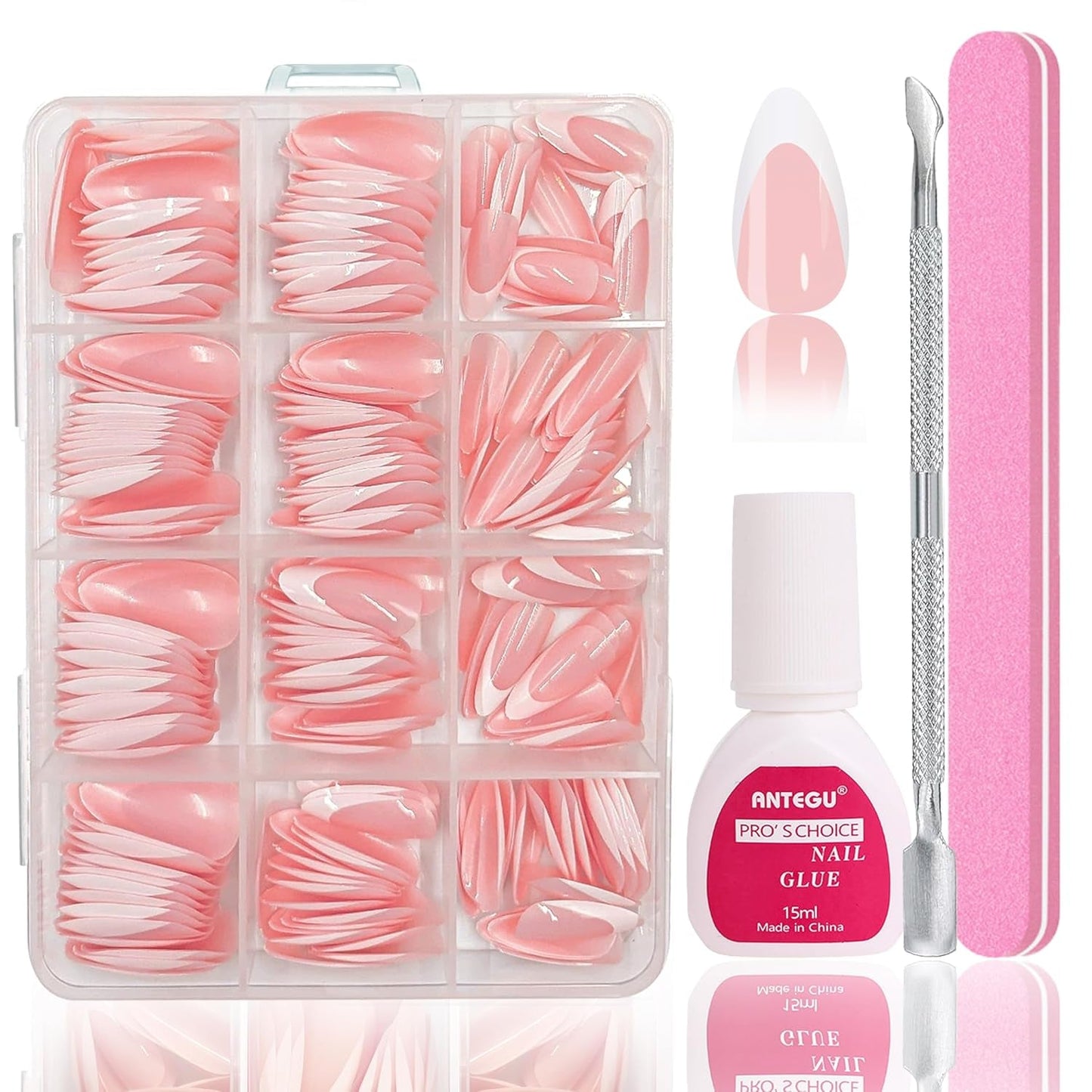 Juego de Uñas Postizas Bailarina - 240 Piezas Delicadas Uñas Postizas Rosa Lila, Pegamento de Cobertura Completa en Uñas Postizas, Juego de Puntas de Uñas Postizas para Manicura y Arte de Uñas para Mujeres y Niñas (Rosa Lavanda)