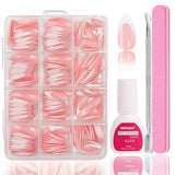 Juego de Uñas Postizas Bailarina - 240 Piezas Delicadas Uñas Postizas Rosa Lila, Pegamento de Cobertura Completa en Uñas Postizas, Juego de Puntas de Uñas Postizas para Manicura y Arte de Uñas para Mujeres y Niñas (Rosa Lavanda)