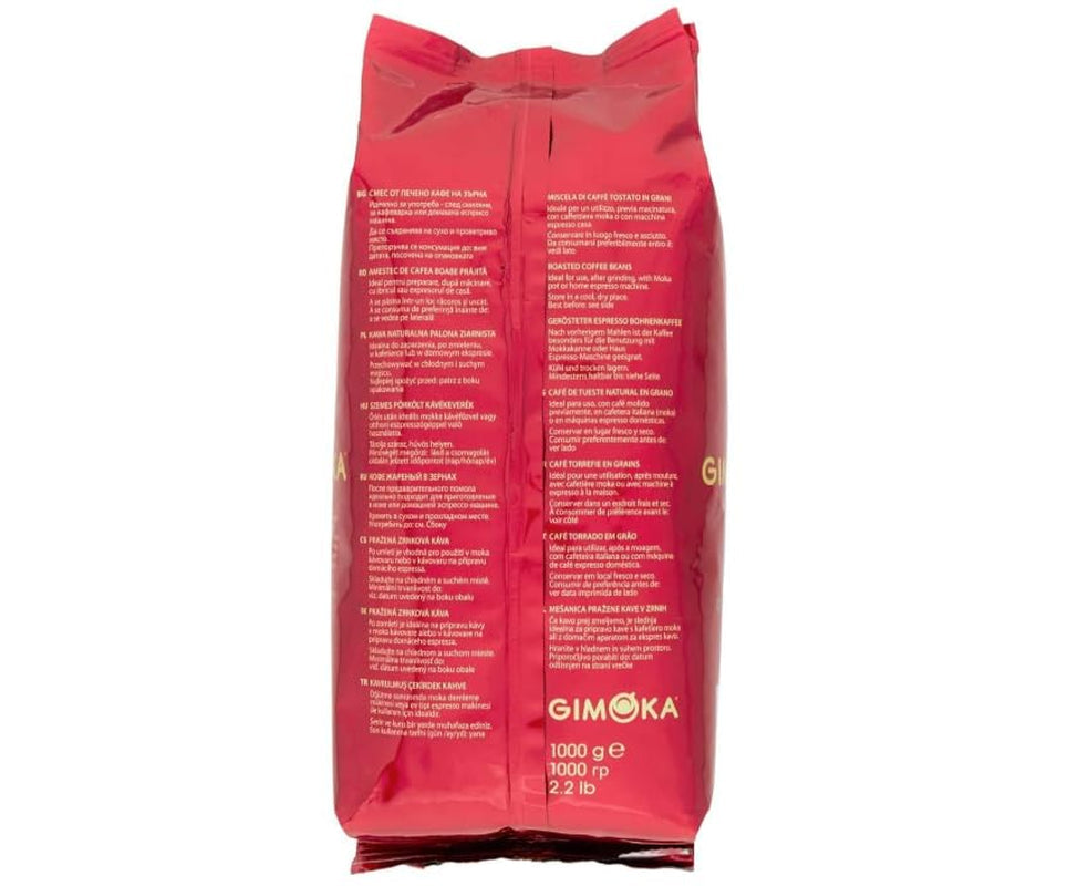 Café en grano Gimoka Gran Bar, rico y cremoso, 1 kg, paquete de 10, + llavero