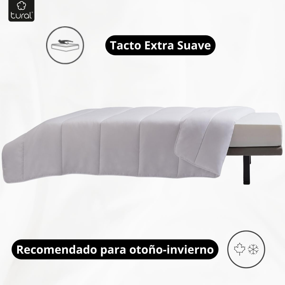 Tural - Edredón 150 X 220 cm con tratamiento Aloe Vera, relleno de fibra 300 G/M², suave, transpirable, certificado Oeko-Tex (blanco, cama 90 cm) Edredones y edredones Naty Shop