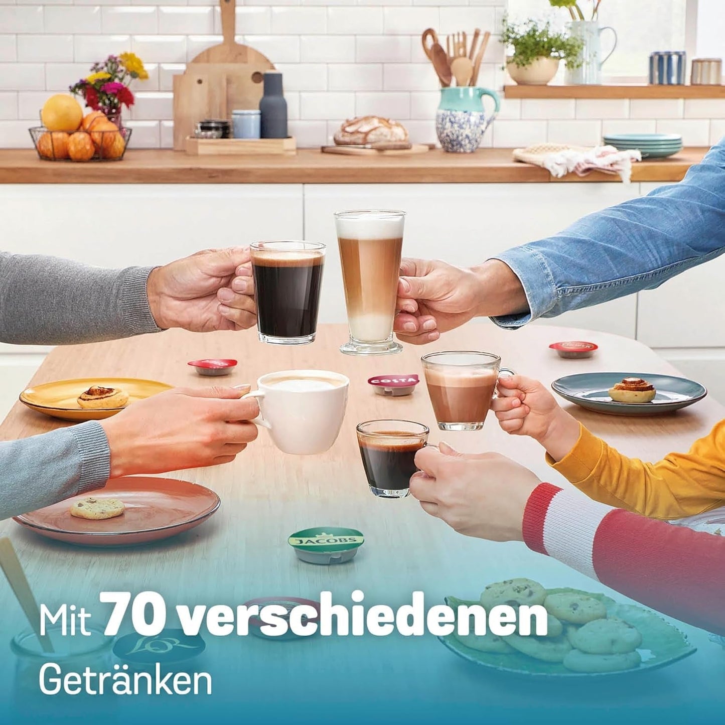 Bosch Tassimo finesse TAS162E Cafetera espresso de cápsulas, 70 bebidas, café más intenso con solo pulsar un botón, apagado automático, sostenible, dosificación perfecta, 1400 W, negro/negro
