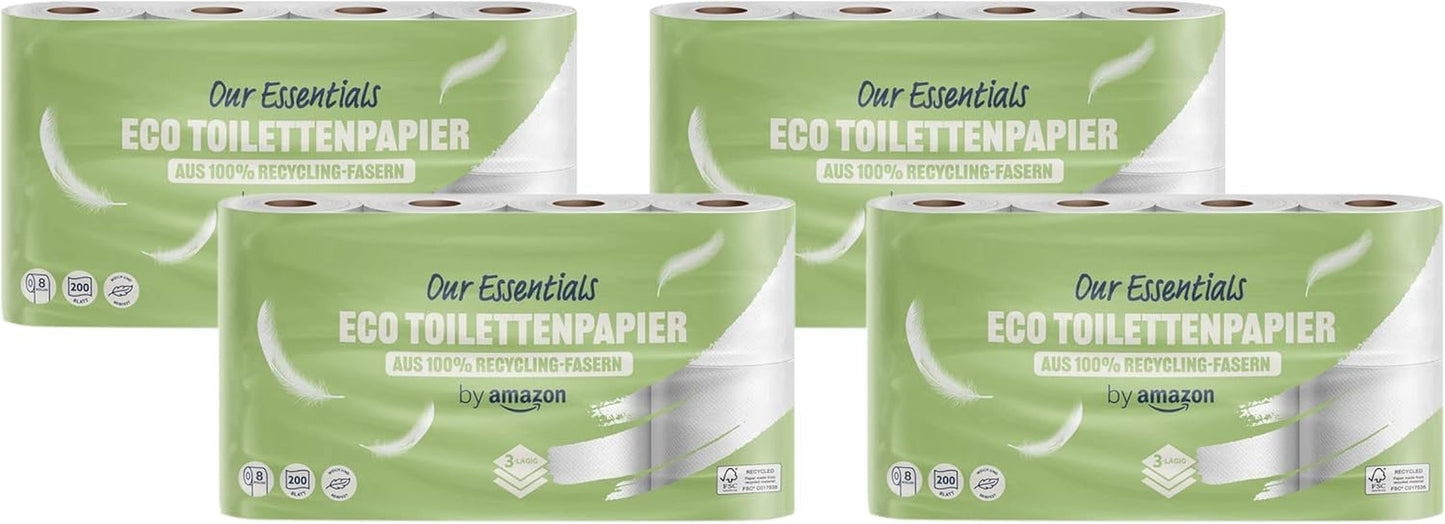 Por Amazon Papel higiénico, 3 capas, 10 rollos (10 rollos, 1 paquete) 200 hojas por rollo, certificado Fsc