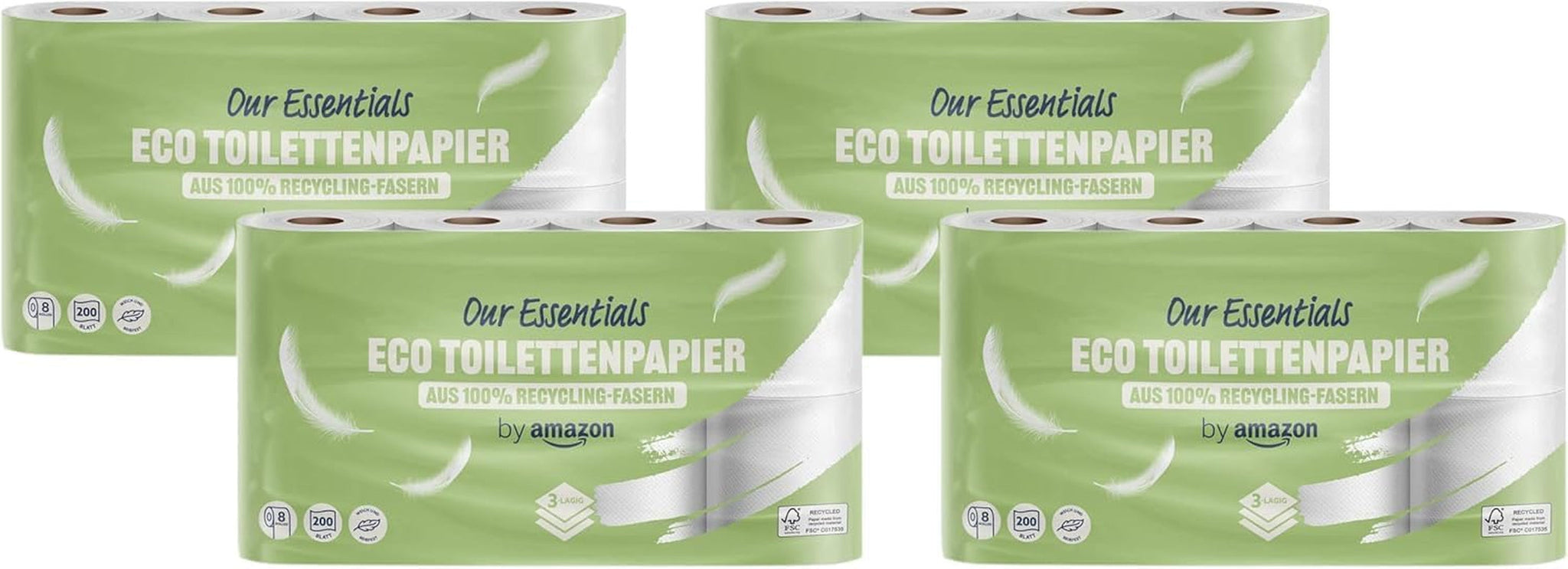 Por Amazon Papel higiénico, 3 capas, 10 rollos (10 rollos, 1 paquete) 200 hojas por rollo, certificado Fsc