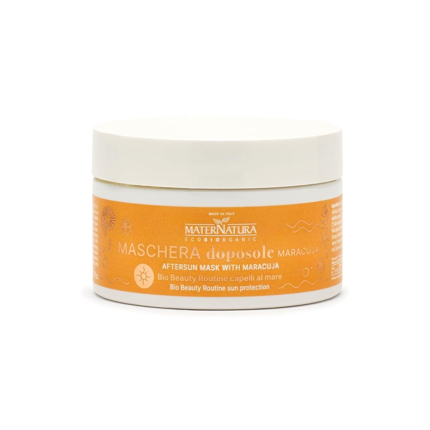 Maternatura Mascarilla para el cuidado posterior de maracuyá hidrata y da elasticidad al cabello después de la exposición al sol Rutina de belleza orgánica para cabello de playa Certificado orgánico Hecho en Italia - 200 ml Naty Shop Mascarilla para el cabello Título predeterminado