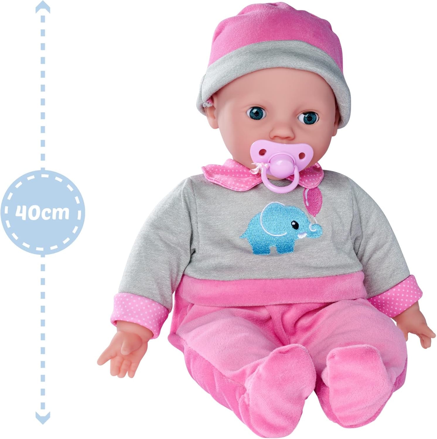 Simba 105140066 - Laura Interactive, muñeca de cuerpo blandito con ojos somnolientos, balbucea al moverlo, bebe del biberón y se duerme, 40 cm, muñeco bebé para niños a partir de 2 años