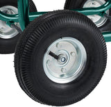 Relaxdays Carro portamangueras, hasta 90 m, 4 neumáticos, acoplamiento de clic, enrollador de mangueras de metal, distribuidor de mangueras con cesta, verde