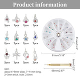 OLYCRAFT 24 piezas Nagelschmuck Ringe Dangle Nail Art Zubehör Mit Nagelpiercing Tool Nagelbohrer Manueller Bohrer Aus Legierung para puntas, acrílico, gel y decoración