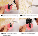 MWOOT 10 Hojas De Pegatinas De Uñas Doradas, Pegatinas De Arte De Uñas Abziehbilder, Juego De Pegatinas De Uñas Autoadhesivas 3D, Diseño De Bandas De Líneas, Diy Metallisch Nailart Aufkleber Maniküre Zubehör Für Nagel Dekoration