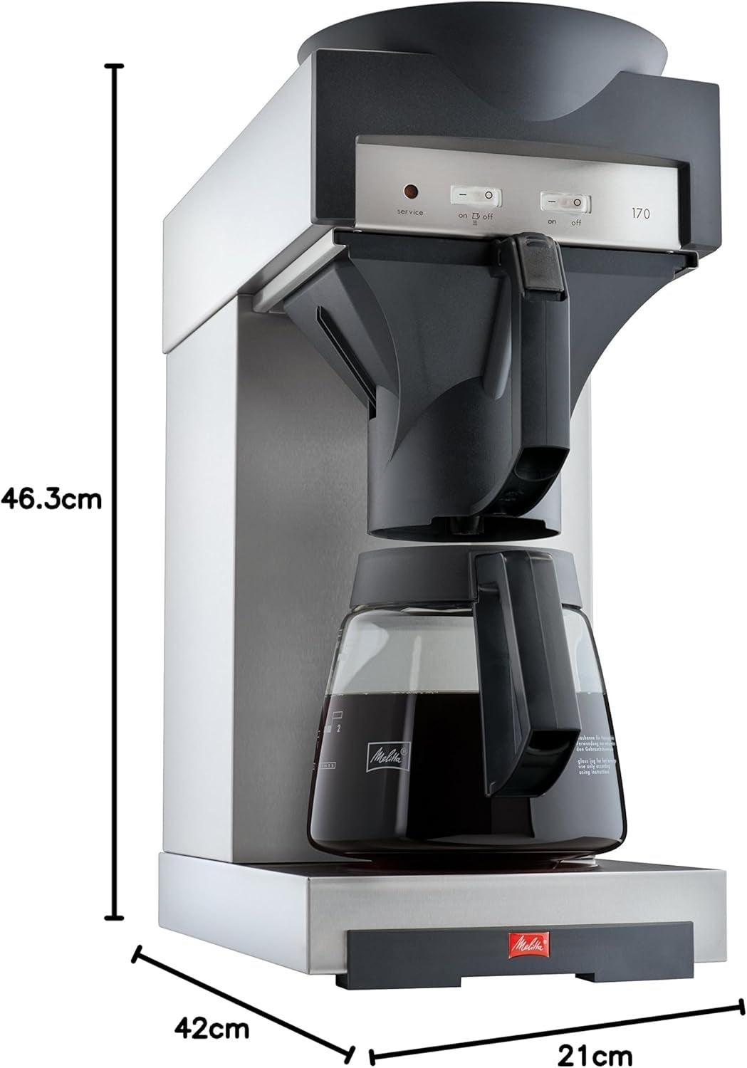 Cafetera espresso profesional con filtro 170 M, con espacio para jarra de cristal