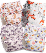 Littles and Bloomz FLP2-0406 Pañal reutilizable con clip estándar, 4 pañales