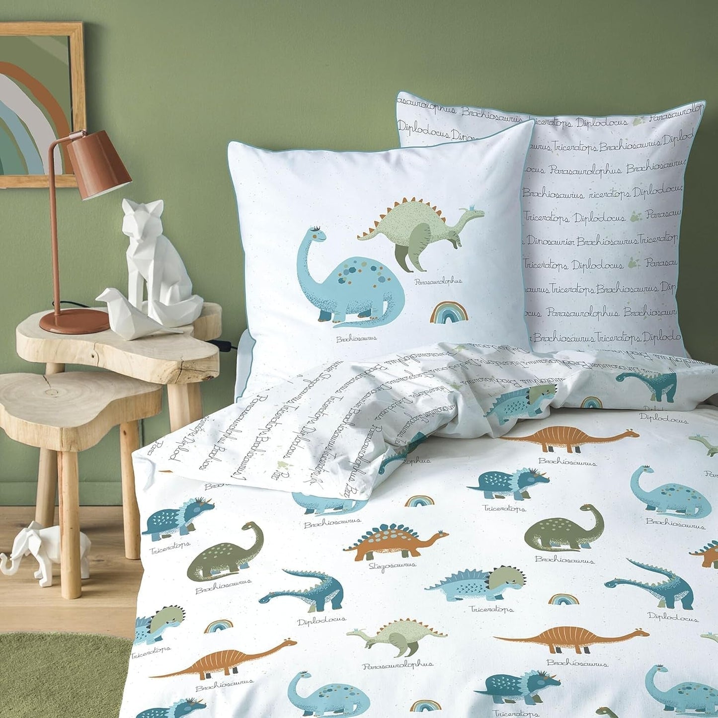 Ropa de cama infantil, zorro, búho y animales del bosque, 100% algodón Ropa de cama - infantil Naty Shop Dinosaurios