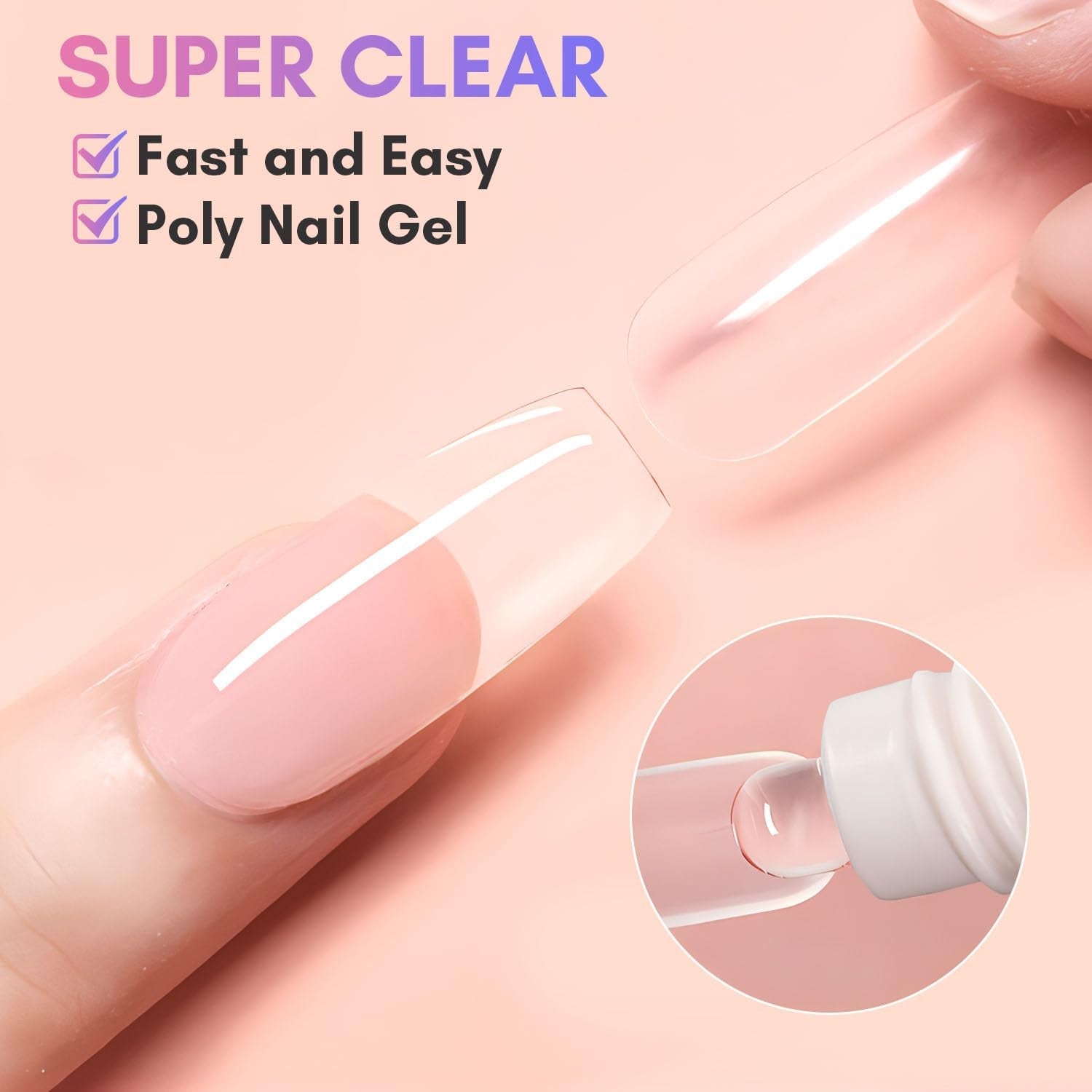 Makartt Poly Nail Extension Gel - 50 ML Extension Builder Acrylic Poly Nägel Aufbaugel Extender Gel Für Gelnägel Für Nagelverlängerung, Nagelstärkung, Nail Art Dekoration(Transparente)
