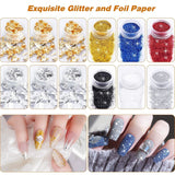MELLIEX Juego de 45 accesorios para decoración de uñas, Nägel Pinsel Strasssteine ​​​​Glitzer Goldfolie Nageldesign Dotted Pen Streifenband para Nagelkunst Maniküre Set