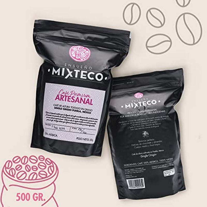 Granos de café arábica tostados | 500 g con toques de cacao y almendras | De un tostador de café tradicional | sabor delicado