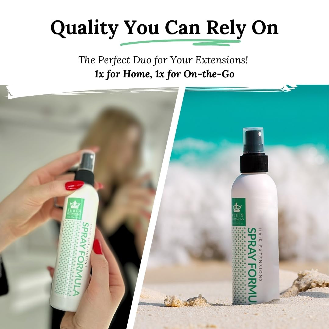 Spray bifásico para el cuidado de extensiones de cabello humano | queratina, colágeno y B5 altamente concentrados | protección y brillo para extensiones de cinta de cabello humano | ideal para extensiones de cabello humano y trenzas de cabello humano | Pack 2 productos para desenredar el cabello Naty Shop