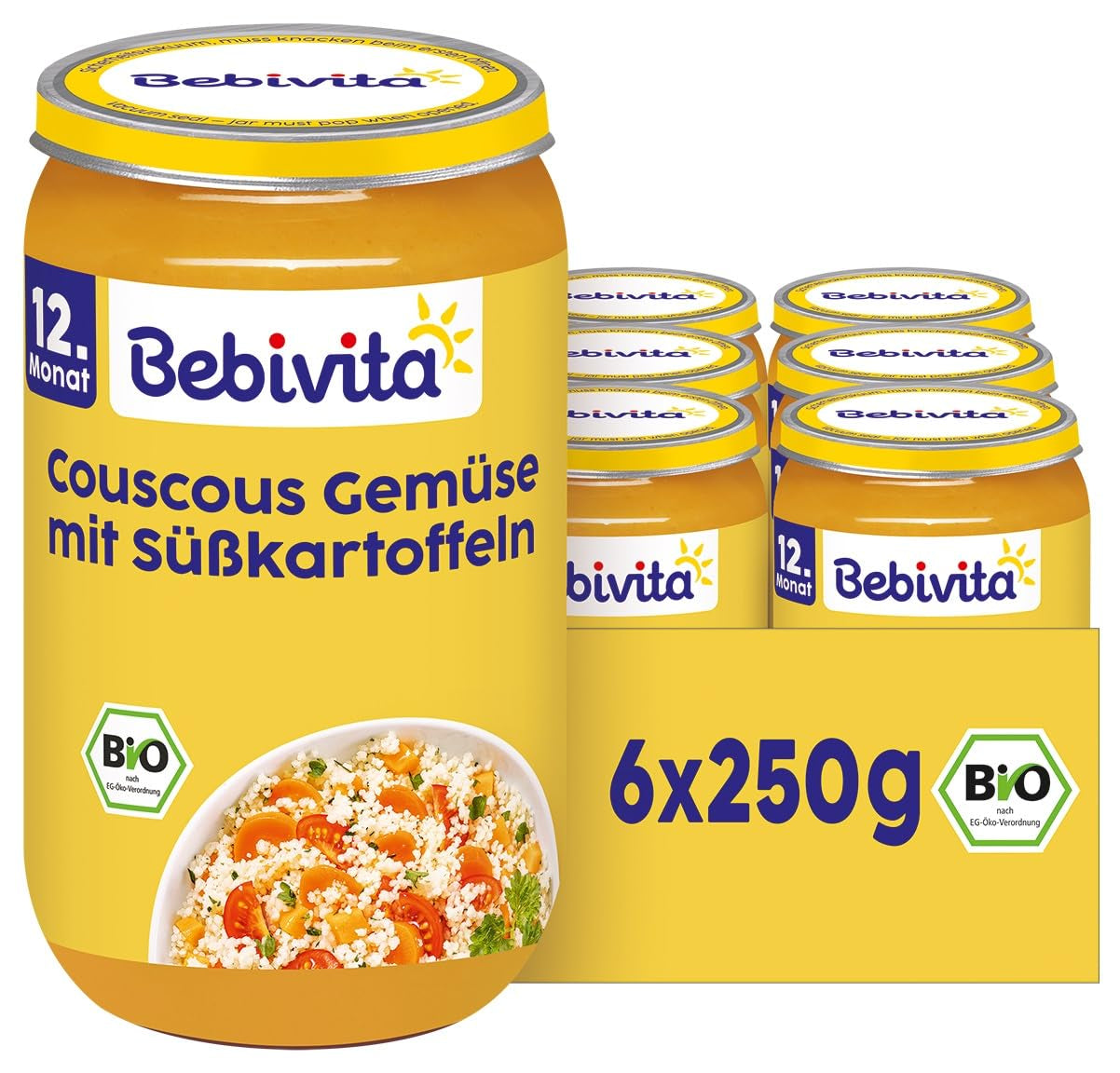 Comidas a partir de 12 meses: Cuscús y verduras con batatas, 250 g, paquete de 6 (6 x 250 g)