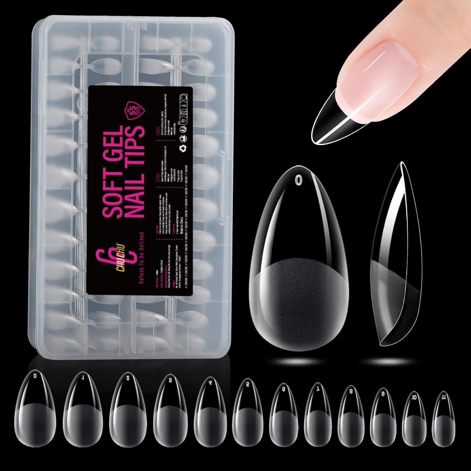504 Uds. Tipos de uñas de gel medianas tipo bailarina: puntas de uñas de gel PMMA uñas postizas extensiones de uñas uñas artificiales 12 tamaños