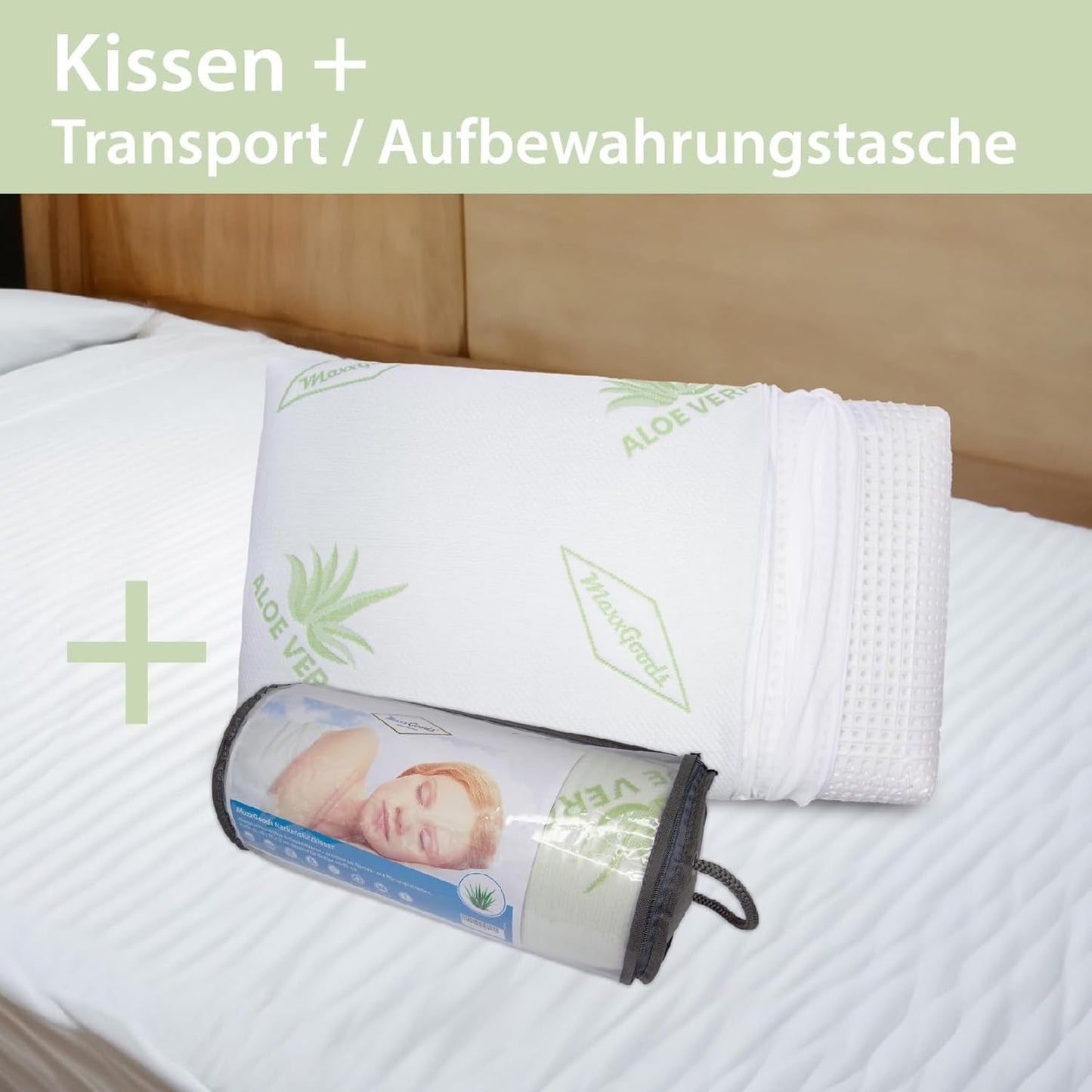 Maxxgoods Almohada Ortopédica Almohada de Espuma de Gel Visco con Funda Protectora de Aloe Vera y Funda Interior 100% Algodón - Almohada para Dormir boca abajo, boca arriba y de lado (42 cm x 70 cm x 12 cm) Almohadas ortopédicas cervicales Naty Shop