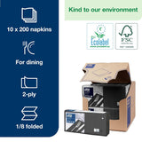 Tork 477851 Servilletas de almuerzo negras plegadas 1/8 / Servilletas de papel preplegadas de 2 capas para refrigerios o comidas pequeñas / Calidad avanzada / Servilletas 10 x 200 (2000) / 32,6 x 33 cm (largo x ancho)