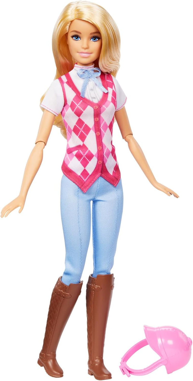 Muñeca Barbie Malibu y accesorios de Barbie Mysteries: The Secret Horse Adventure, que incluyen muñeca de moda, traje de montar desmontable y casco, HXJ38
