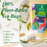 WEETEE Bolsitas de té verde, 100 piezas de bolsitas de té verde, té verde puro, súper antioxidante | Bolsitas resellables | Preparación fría o caliente