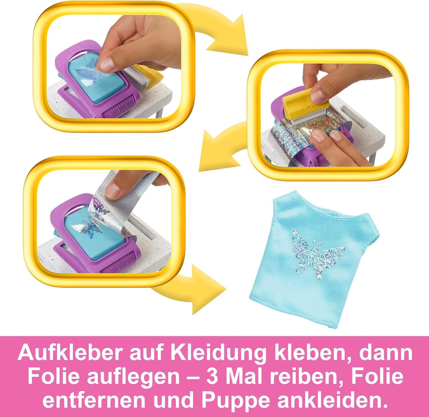 Barbie Fashion Boutique Playset - Muñeca con patrón de aluminio, más de 150 looks originales, incluye 2 blusas y 5 sábanas de aluminio, perchero y lector de tarjetas de crédito, a partir de 3 años, HKT78