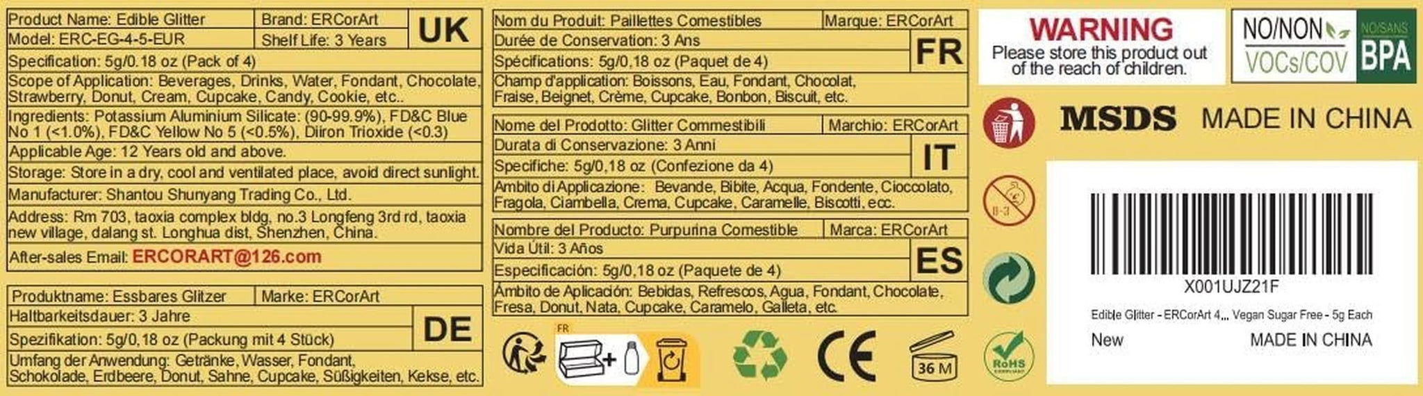 Purpurina comestible, 5 gramos Glitter Nati Shop