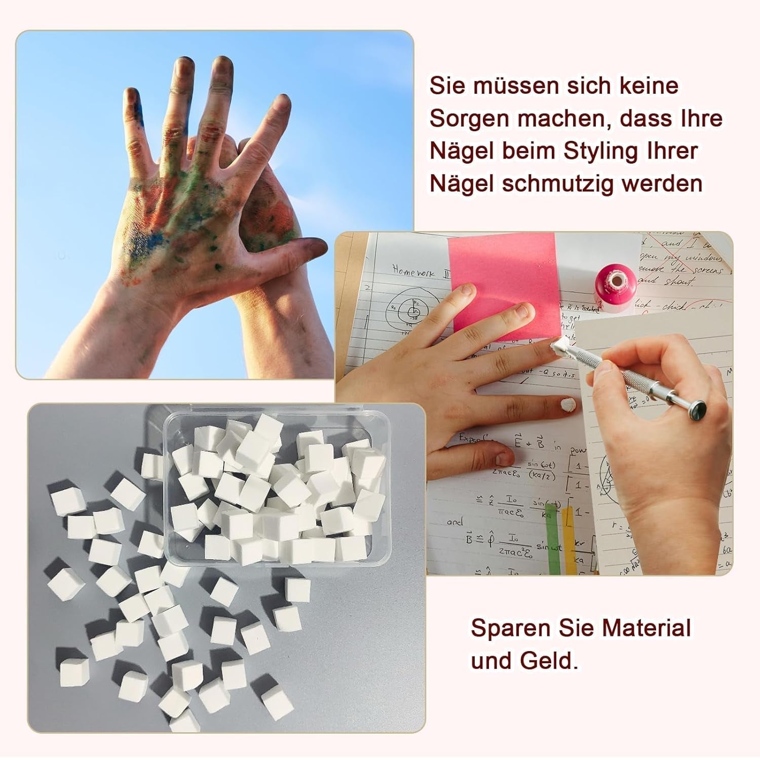 KASURE 300 piezas Nail Art Schwamm, Metall Mit Greifer Nagel Pinsel, Nageldesign Zubehör Für Nail Art, Schwammpinsel Für Farbverlaufs-Nageldesign