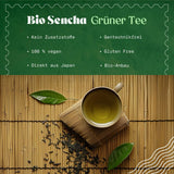 Naturalebio Té Sencha Japonés - 200 g Té verde ecológico - Té verde Sencha 100% puro y natural - hojas sueltas de la primera cosecha - producto ecológico cultivado en Japón