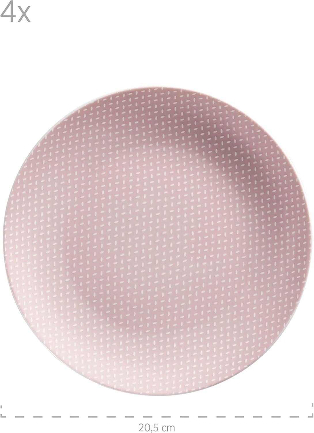 MÄSER Kitchen Time II, Juego de vajilla para 4, Servicio combinado con 16 piezas en colores pastel con estampado sutil, Porcelana, Rosa