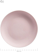 MÄSER Kitchen Time II, Juego de vajilla para 4, Servicio combinado con 16 piezas en colores pastel con estampado sutil, Porcelana, Rosa