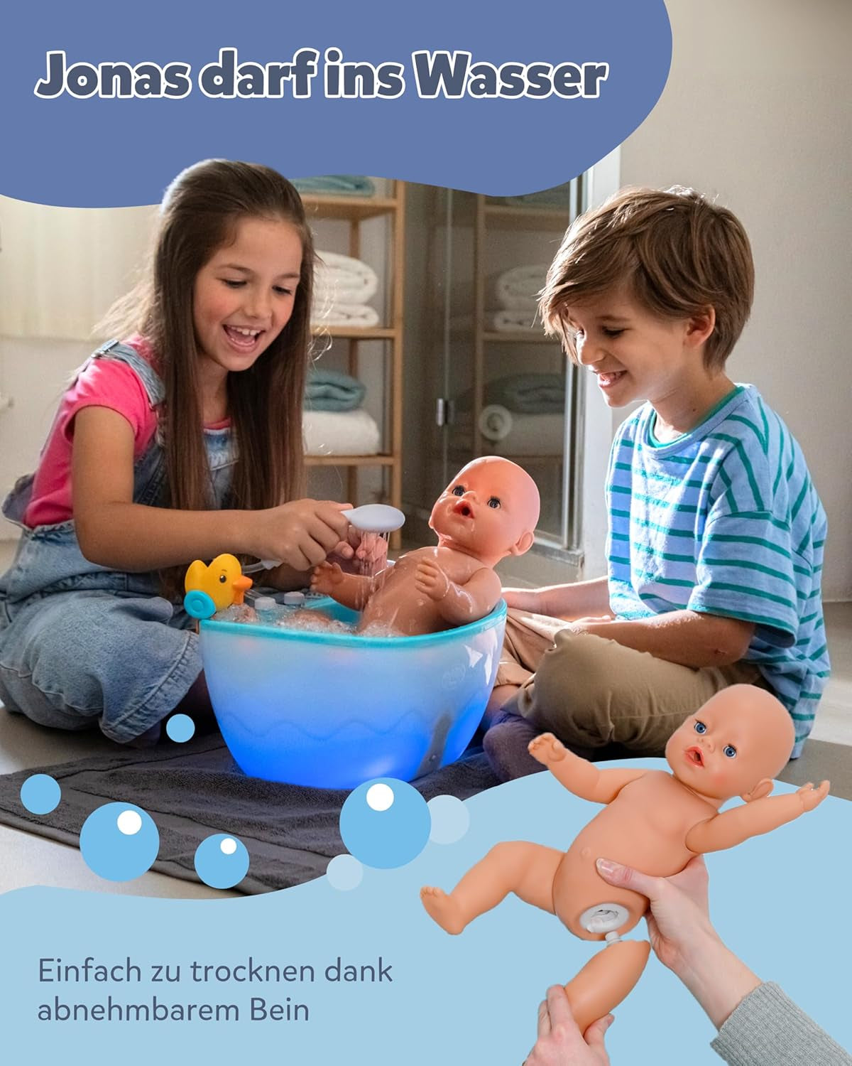 BABY Born Jonas - muñeco bebé 43 cm - 10 funciones incluidos accesorios y colchón - Funciona completamente sin pilas - Apto para niños a partir de 3 años