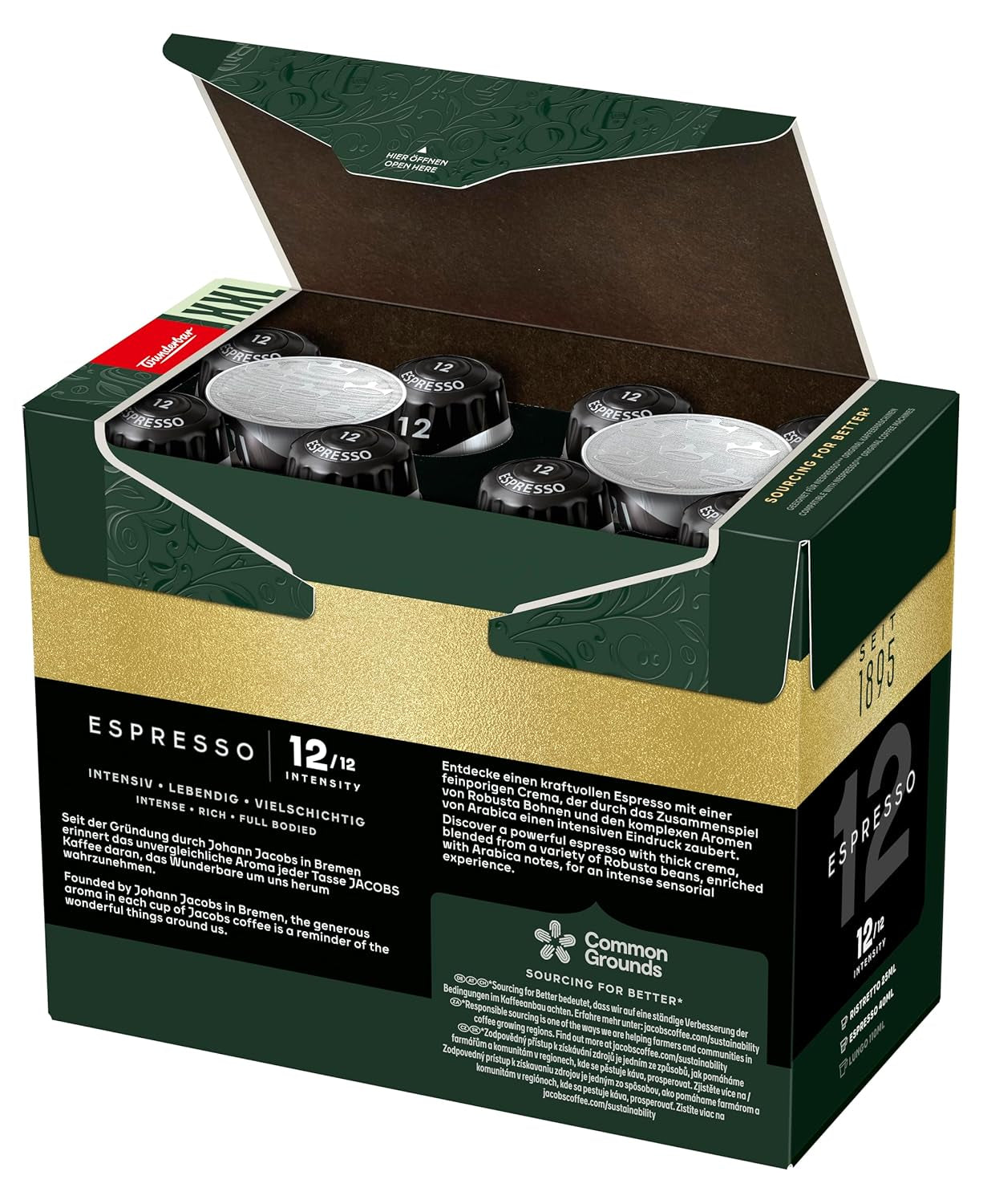 Jacobs Kaffeekapseln Espresso Ristretto, Megapack XXL, Intensidad 12/12, 5 x 40 Getränke, Nespresso* compatible Kaffee Kapseln, 200 Kapseln