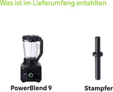 Braun Hochleistungsmixer Powerblend 9 JB9040 - Batidora de pie con mezclador de vidrio, 18 programas de mezcla, 10 Geschwindigkeiten + función de pulso, función Heiße Suppen, programa de reinigung, Stampfer, 1600 W, Schwarz Kitchen Naty Shop