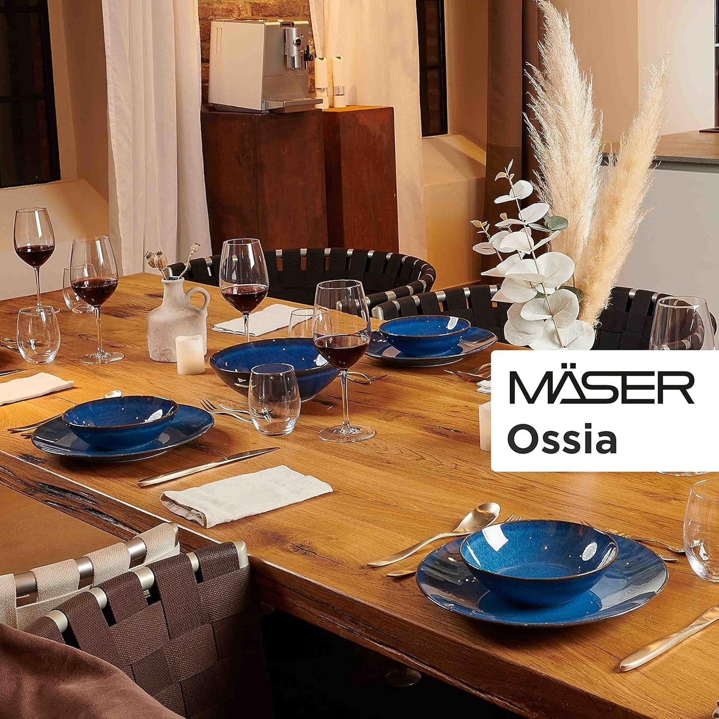 Juego de desayuno MÄSER, cerámica OSSIA, azul real, azul