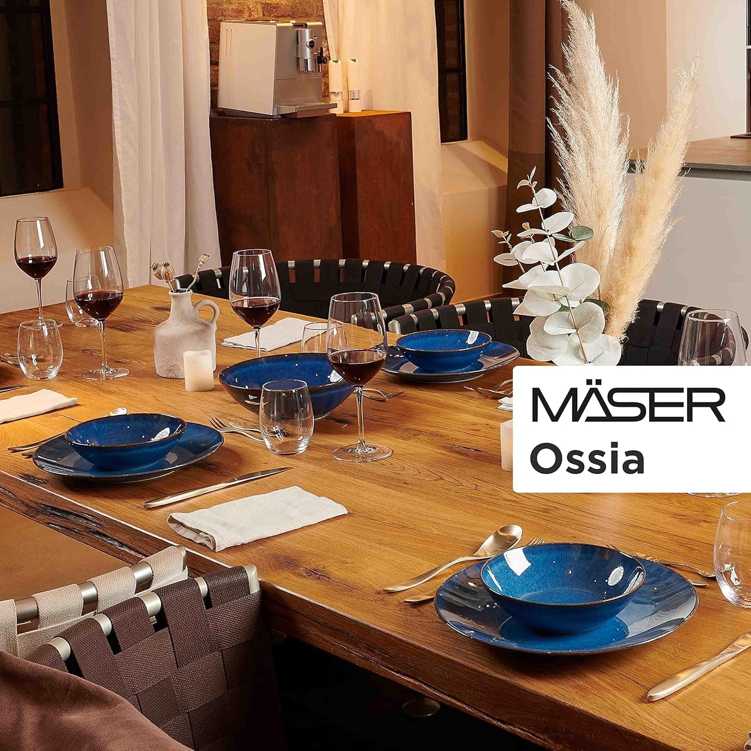 Juego de desayuno MÄSER, cerámica OSSIA, azul real, azul