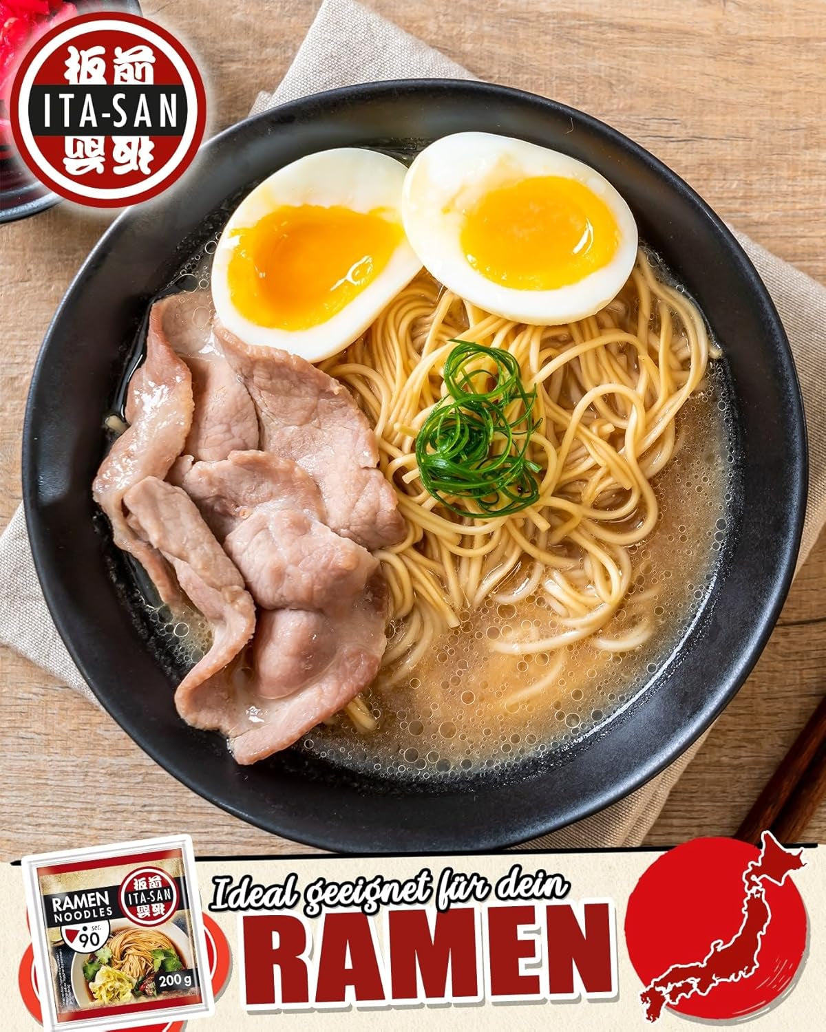 ITA-SAN Fideos ramen, preparación fácil y rápida, 30 x 200 g