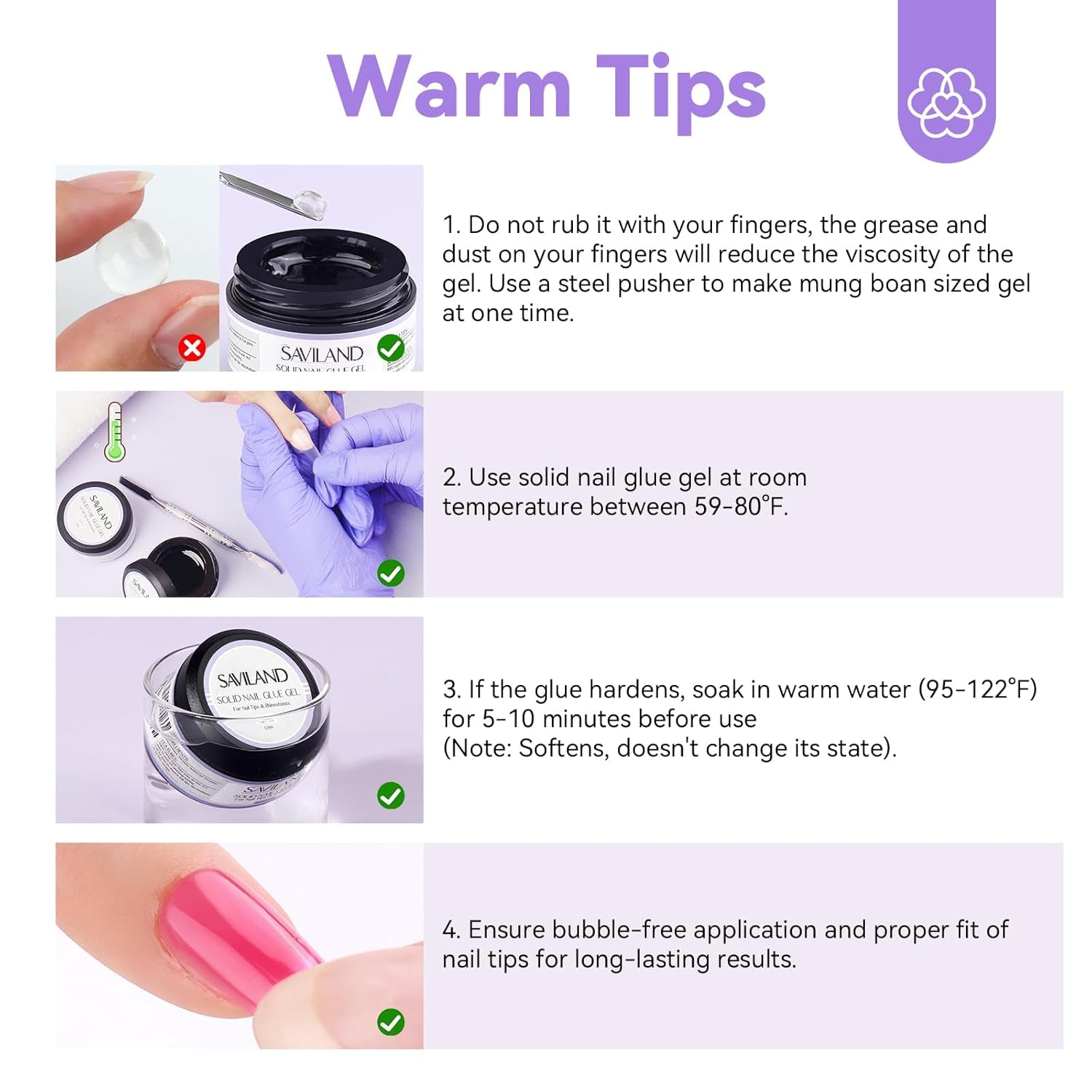 Pegamento sólido para puntas de uñas Saviland: 2 piezas 15G Pegamento para uñas artificiales Pegamento extra fuerte Presione en las uñas Pegamento UV Gel Pegamento para uñas para mujeres Salón en casa DIY Lámpara UV/LED curada