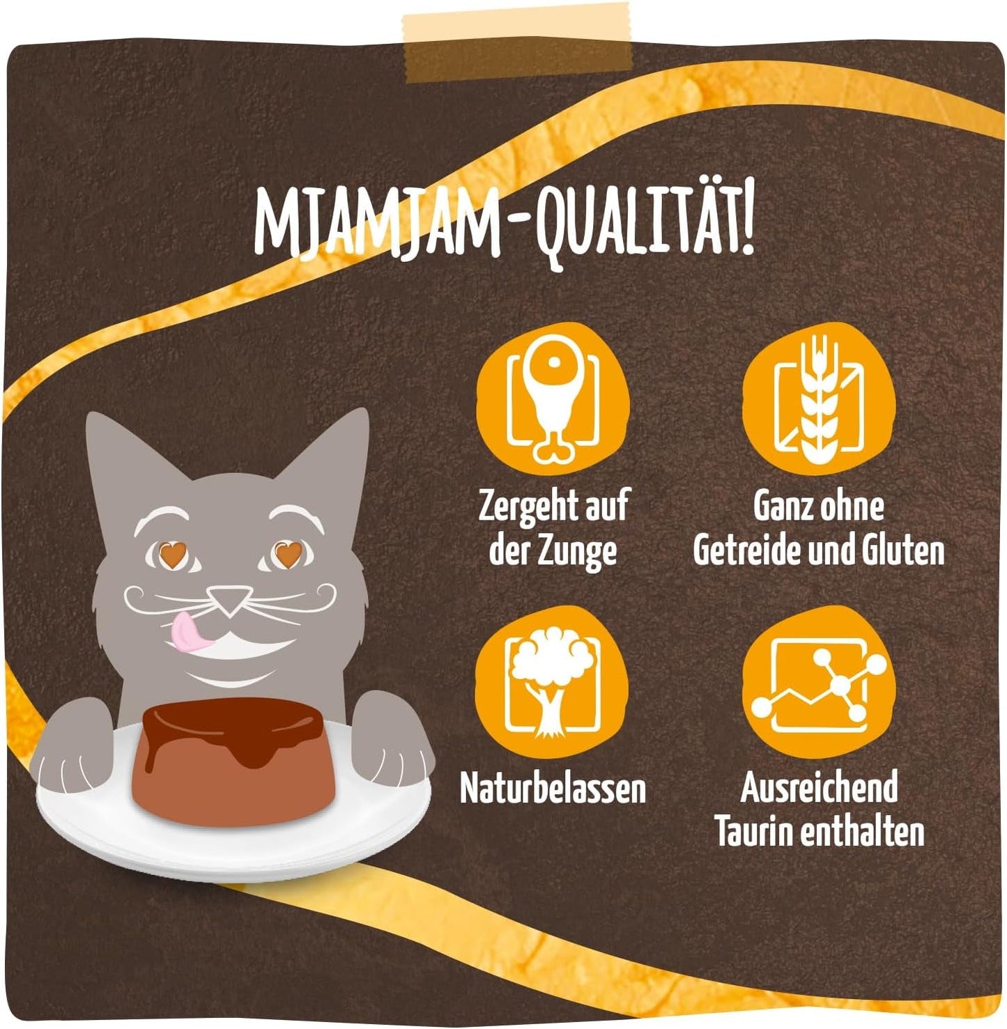 MjAMjAM - Comida húmeda premium para gatos - Panna Gatto - pollo tierno con un aderezo noble, paquete de 12 (2x80 g), sin cereales
