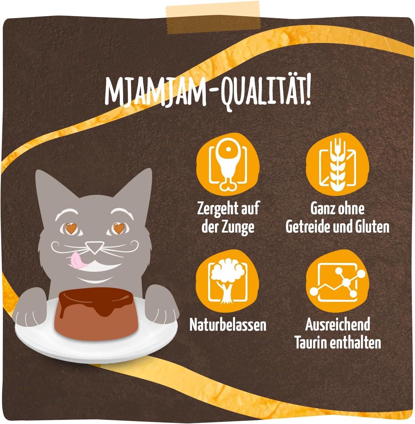 MjAMjAM - Comida húmeda premium para gatos - Panna Gatto - pollo tierno con un aderezo noble, paquete de 12 (2x80 g), sin cereales