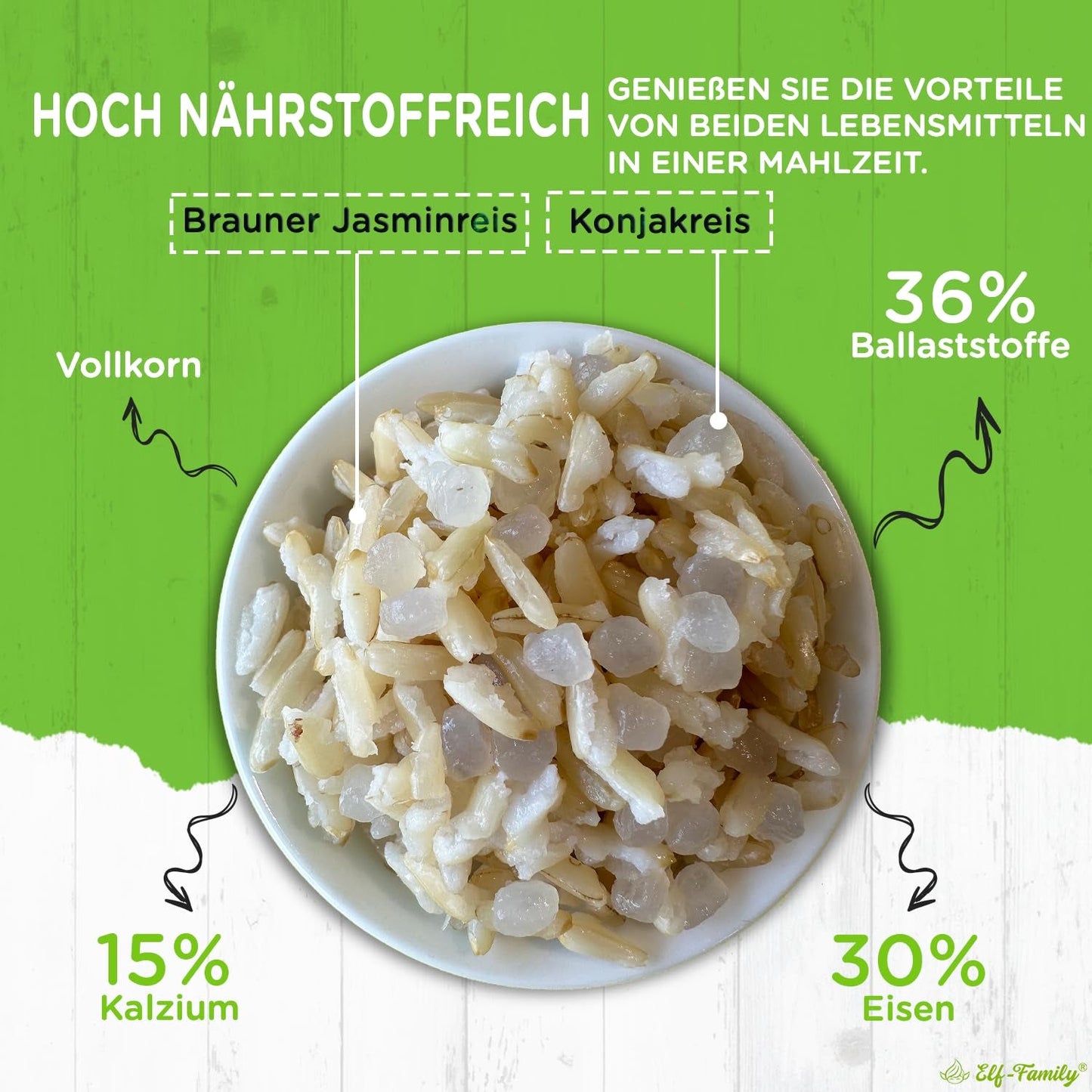 Elf-Family Konjak Reis Thai Brauner Shirataki Bowl -[Diätbox für 1 Wo.] - Instant Jasmin Reis - Fertiggerichte für Mikrowelle - Natürlich Superfoods Mikronährstoffe - Vegano/Bajo en carbohidratos/Fettfrei- Caja de 6 unidades
