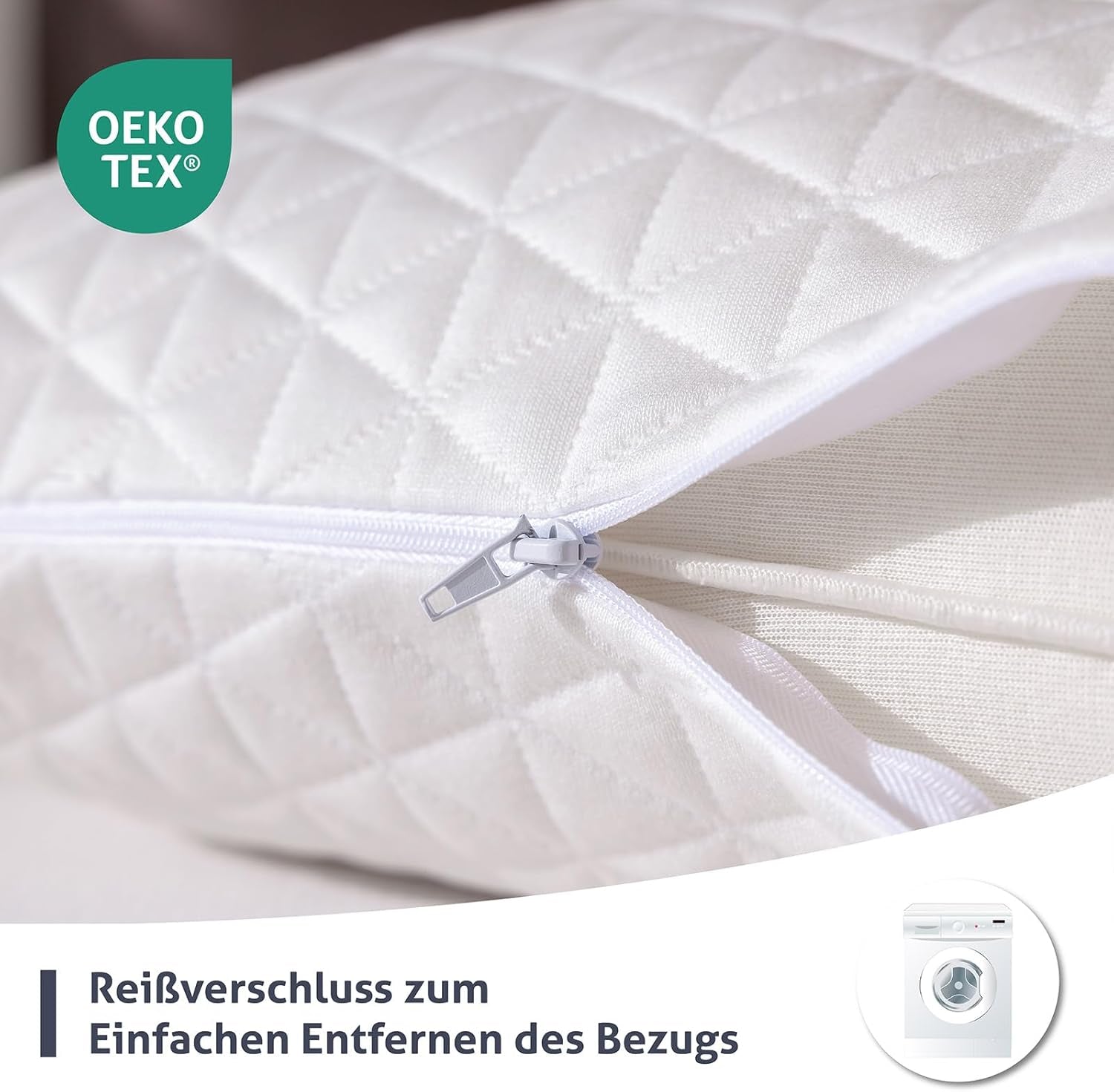 EGO HOME Almohada viscoelástica 40x80 cm con viscoelástica triturada - Almohada cervical ergonómica y transpirable para personas que duermen de lado, boca arriba o boca abajo - Certificado Oeko-Tex - Funda lavable