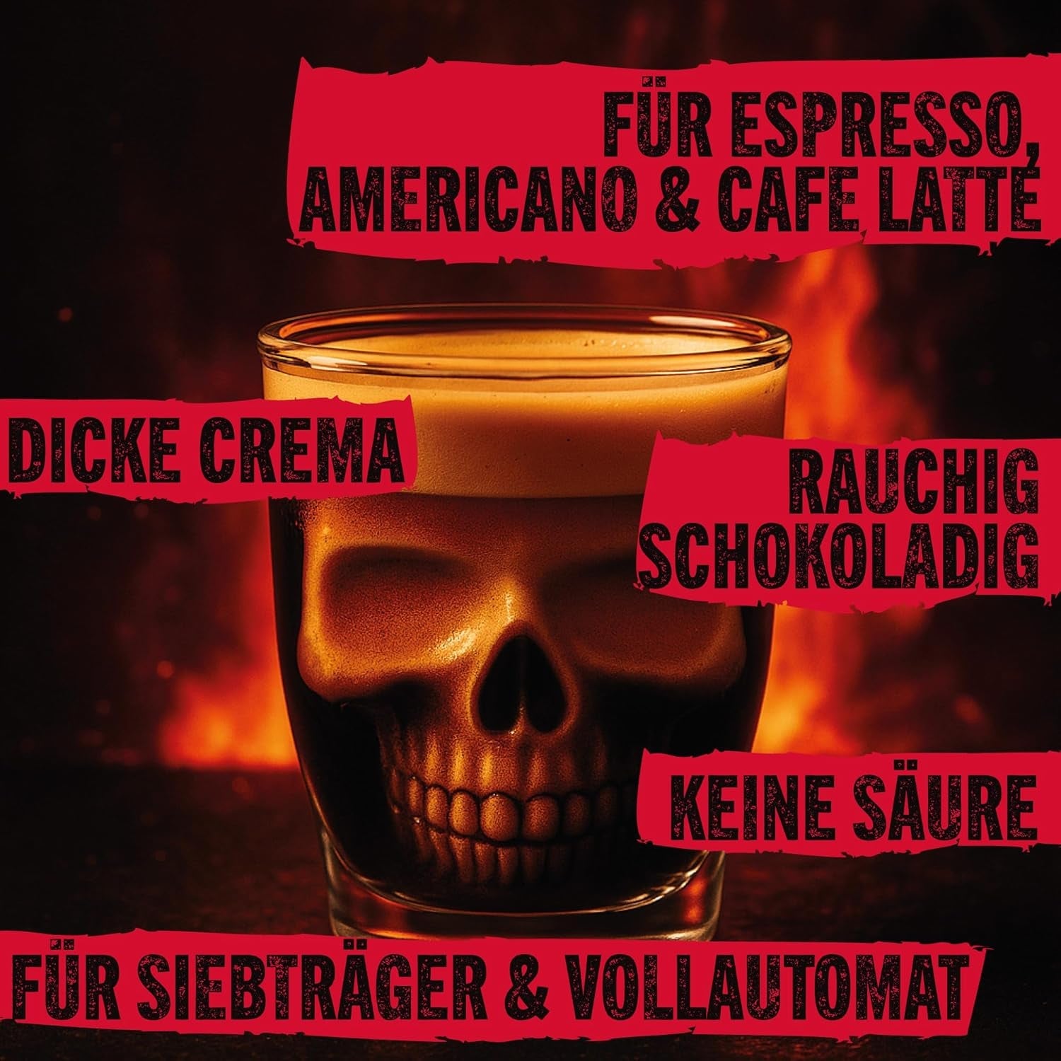 DEAD OR ALIVE DIAVOLO – Espresso Extra Oscuro – 100% Robusta – Extremadamente Fuerte – Baja Acidez – Crema Estable – Granos Enteros 1kg – Tostado Nápoles