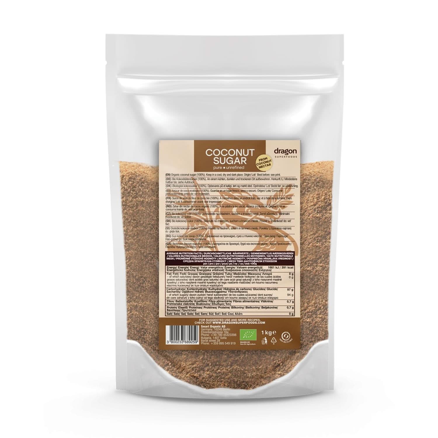 Azúcar de coco-100% ecológico, sin refinar, 1 Kg Edulcorantes Naty Shop 1 Kg