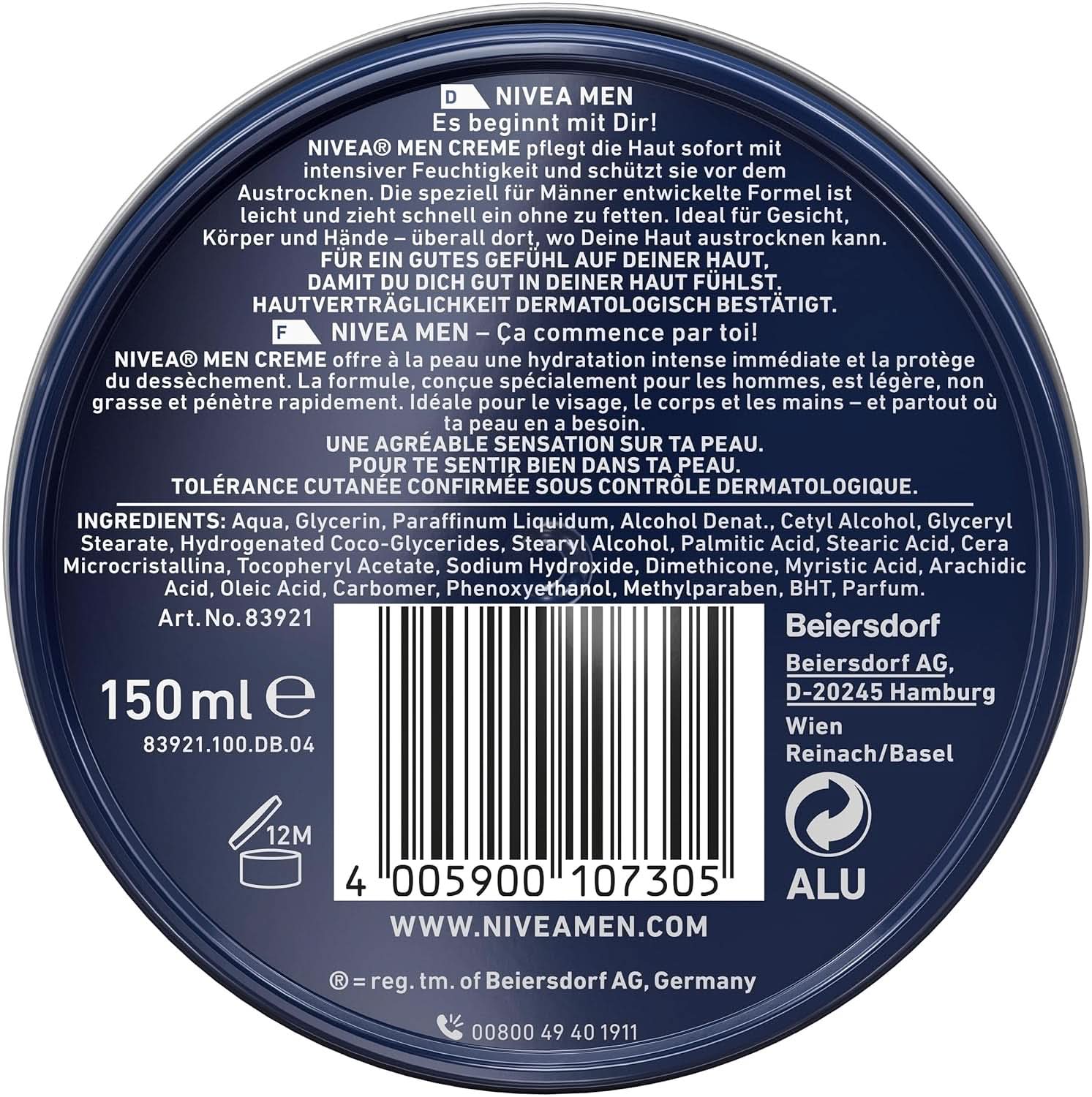 NIVEA MEN Creme, crema nutritiva para la piel con vitamina E, 150 ml Naty Shop