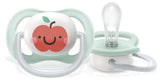 Chupete Philips AVENT ultra air - paquete de 2, sin BPA, transpirable, para bebés de 0 a 6 meses, incluido estuche de transporte y esterilización, manzana/pera (modelo SCF080/17)