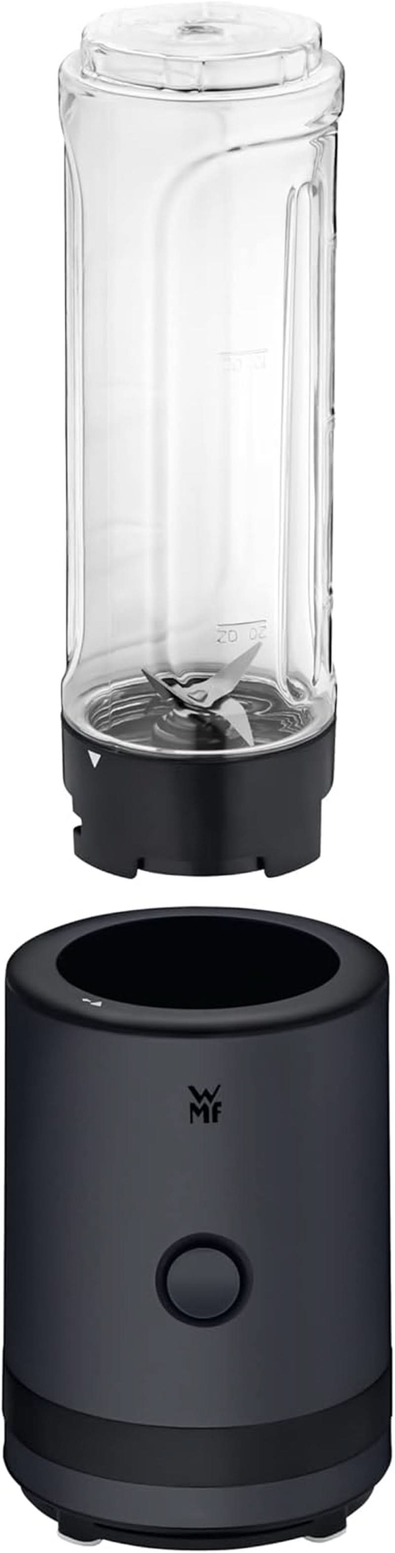 WMF Küchenminis Smoothie-To-Go, Mini batidora con base Mit Zwei Mix-/Trinkbehältern 0,6 L, Batidora Hochleistungsmixer 300 W, Edelstahl Matt, Schwarz Kitchen Naty Shop