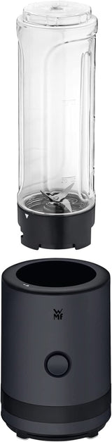 WMF Küchenminis Smoothie-To-Go, Mini batidora con base Mit Zwei Mix-/Trinkbehältern 0,6 L, Batidora Hochleistungsmixer 300 W, Edelstahl Matt, Schwarz Kitchen Naty Shop