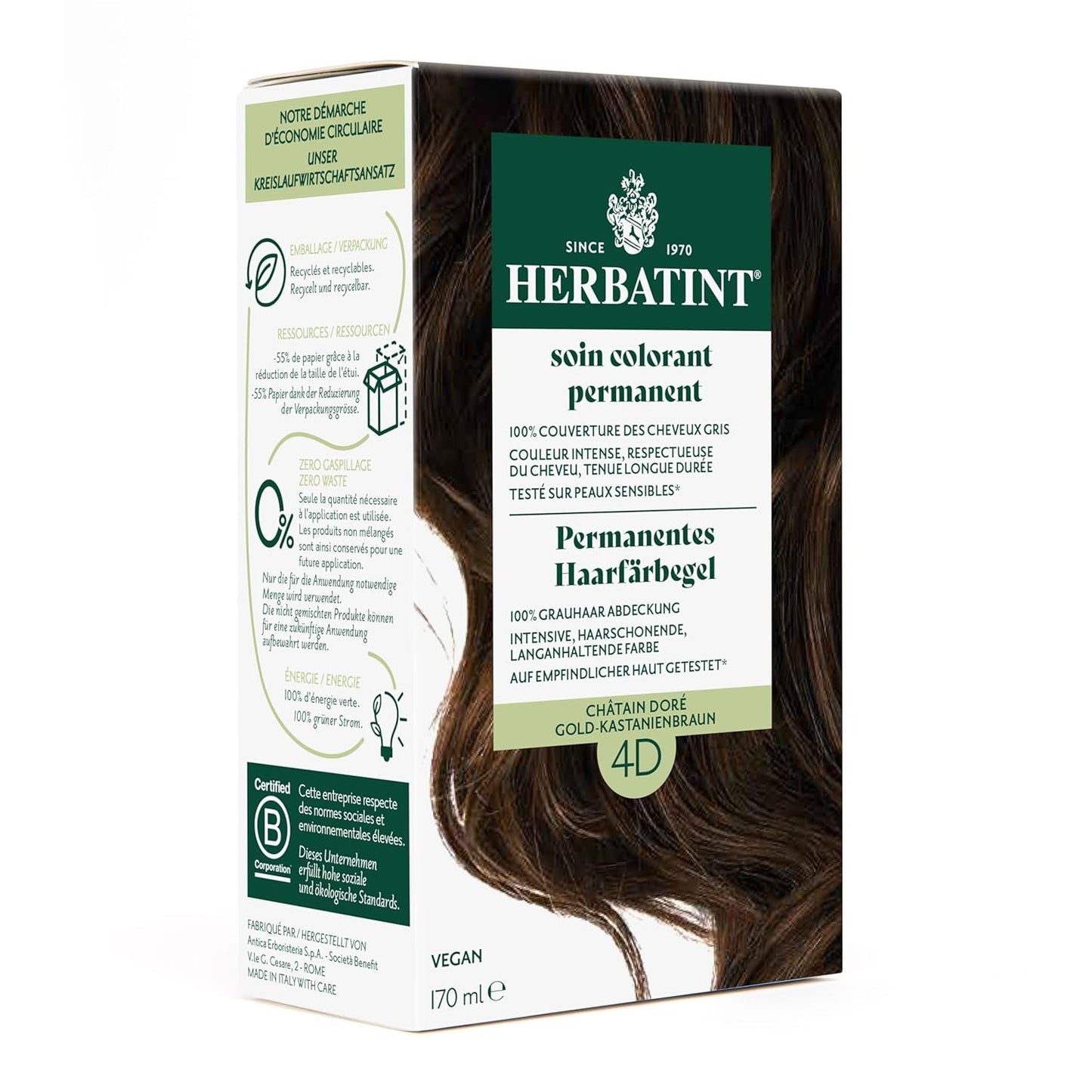 Tinte permanente en gel 6N rubio oscuro - 170 ml I Sin amonia, 100% de cobertura de las canas I Probado en pieles sensibles, con 8 extractos de plantas